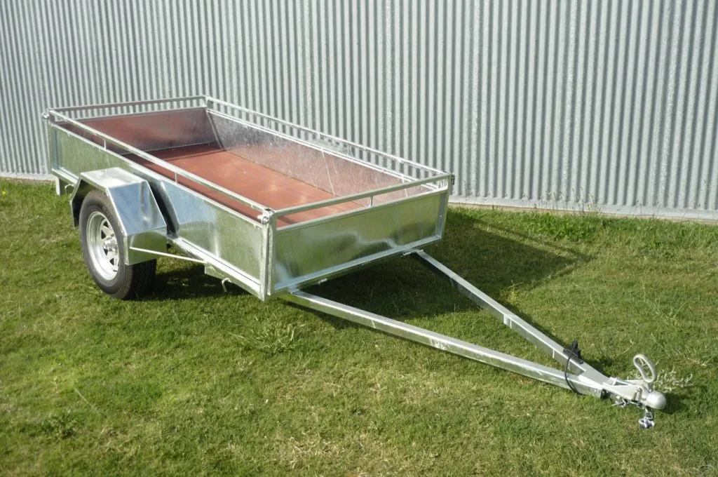 Galvanised single-axle trailer built by Tableau Towbars, Napier