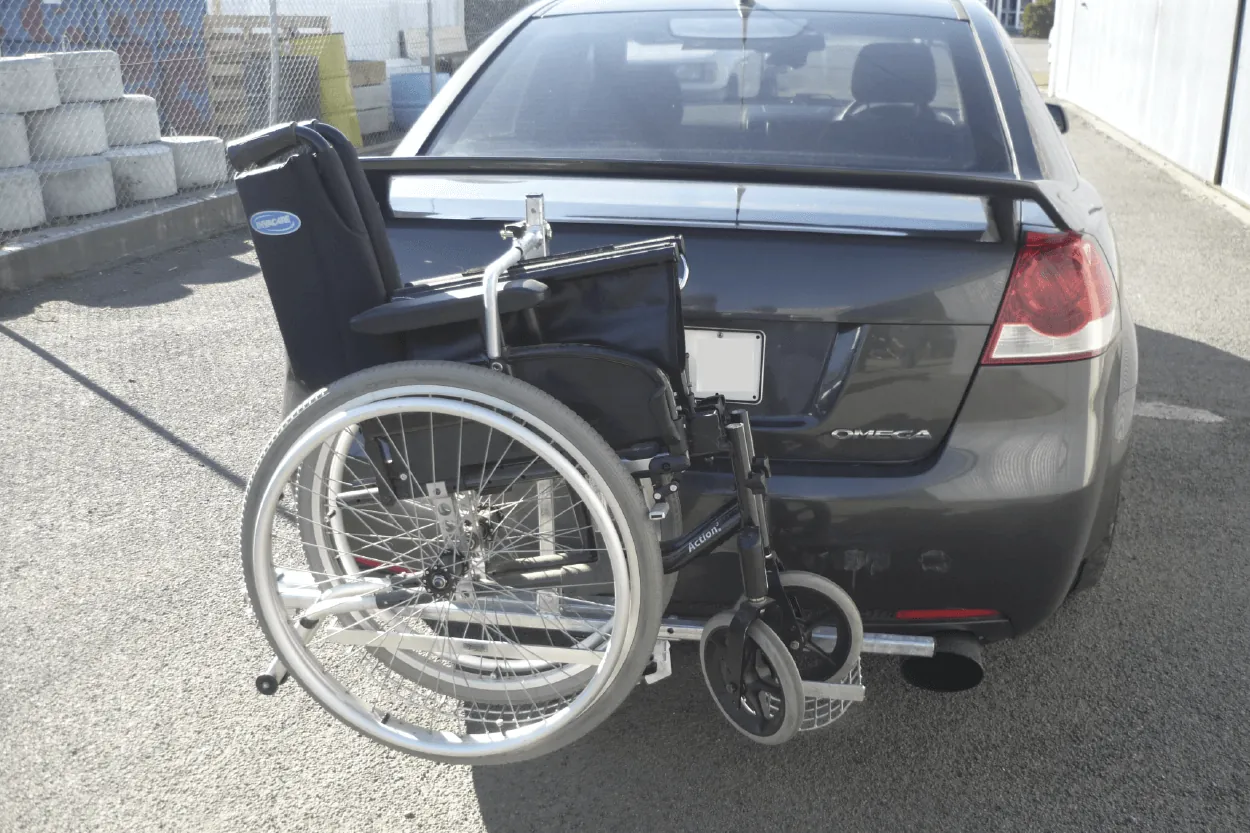 Towbar wheelchair attached